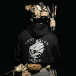 Tier 2 Grey Controlled Chaos Hoodie back print, military apparel by The Trace
