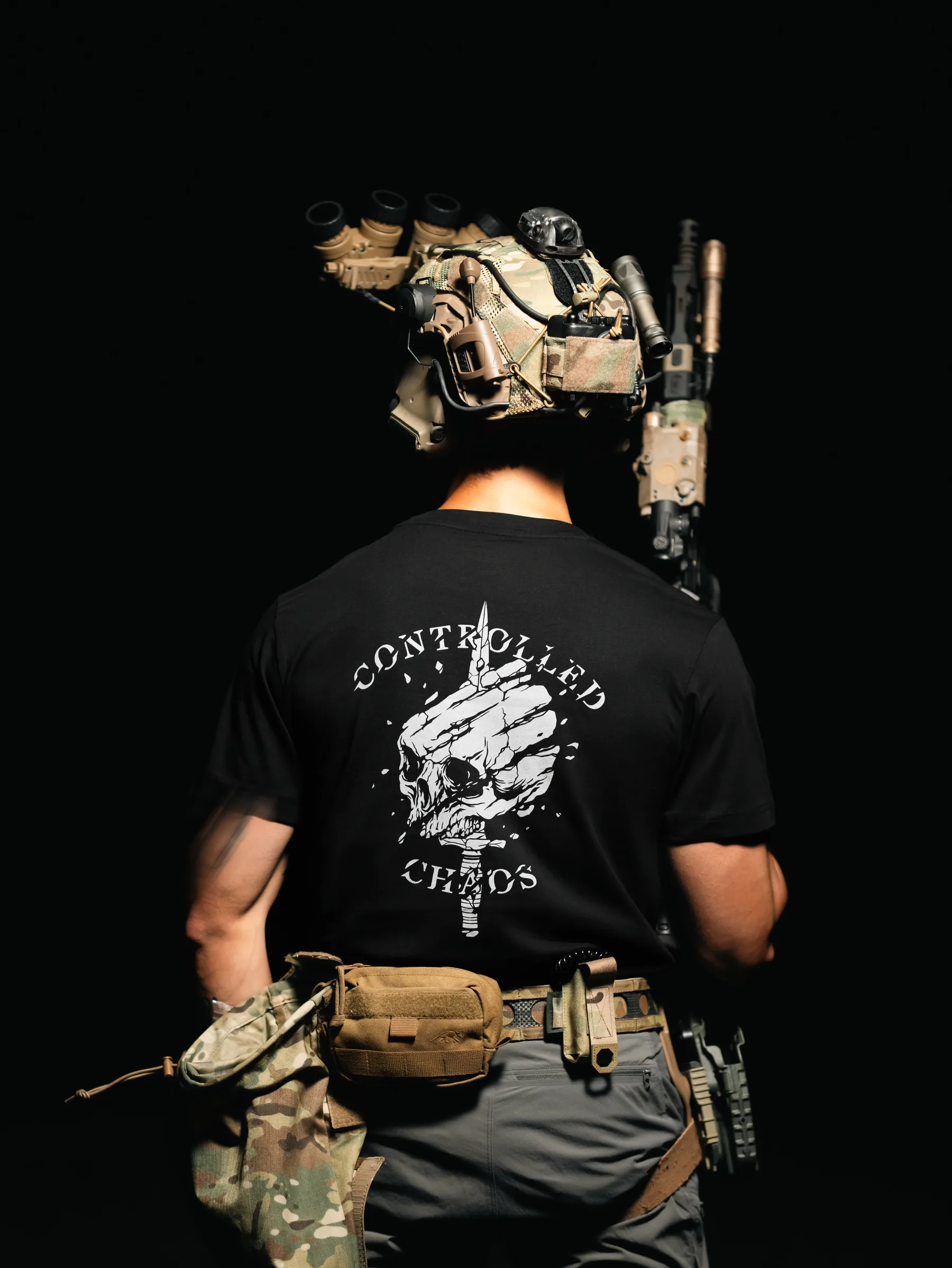 Tier 2 Grey Controlled Chaos T-shirt back print, military apparel by The Trace