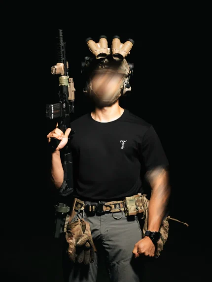 Tier 2 Grey Controlled Chaos T-shirt front, military apparel by The Trace