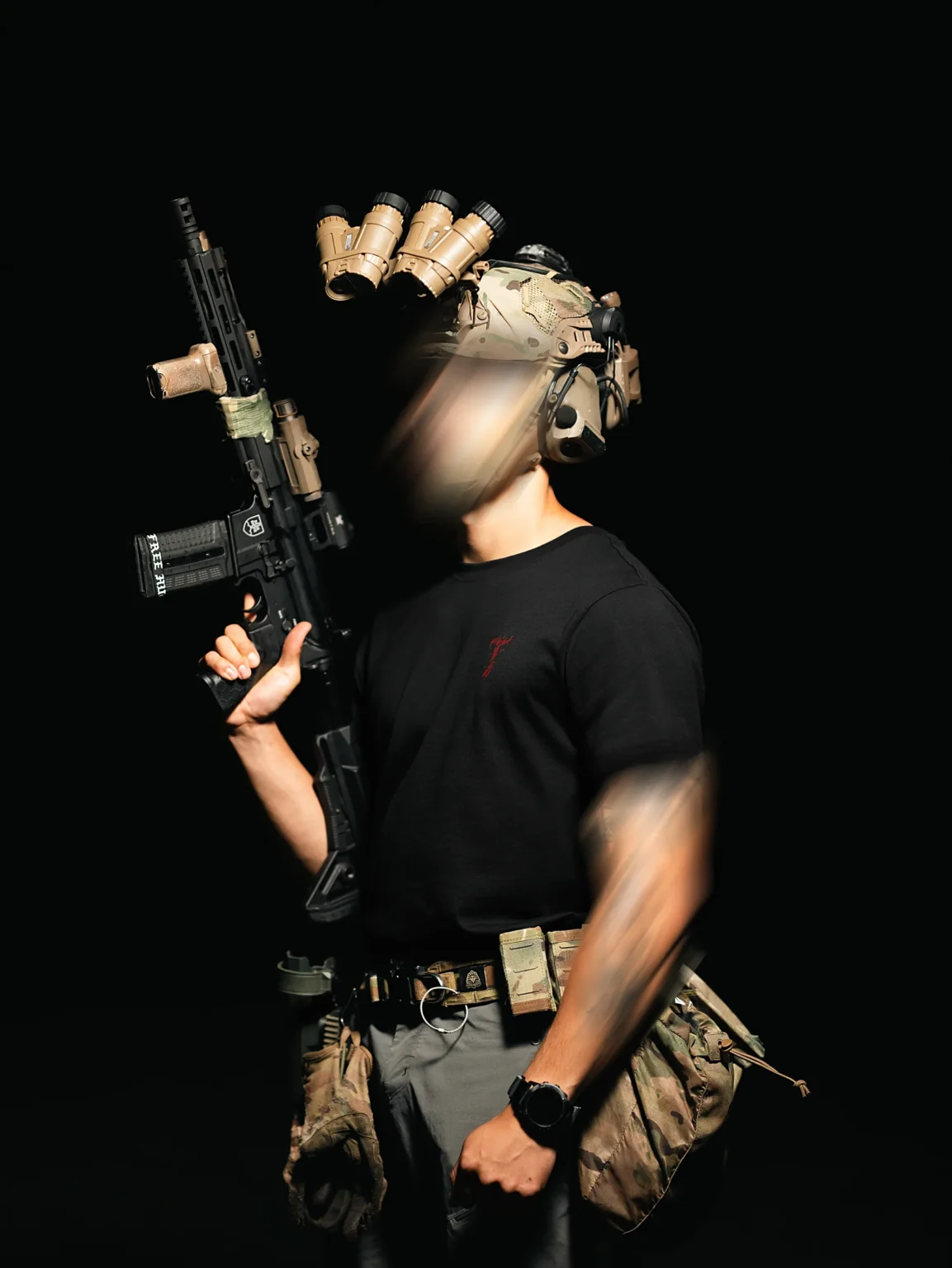 Tier 2 Red Controlled Chaos T-shirt side view, military apparel by The Trace