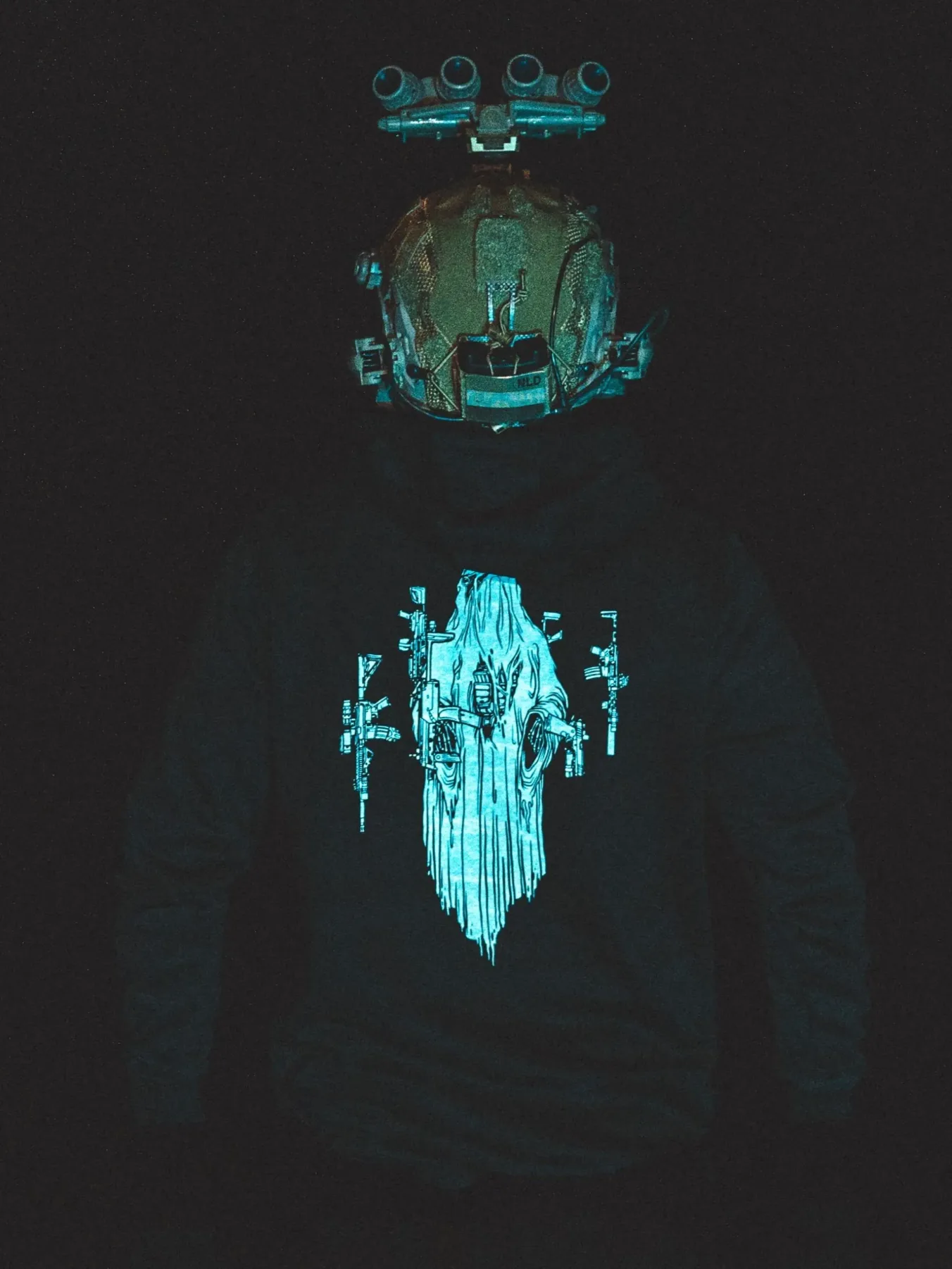 Halloween Ghost hoodie by The Trace, glowing armed ghost print