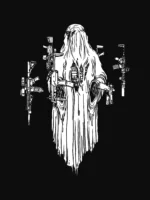 The actual Halloween Ghost back print by The Trace, bright white on black